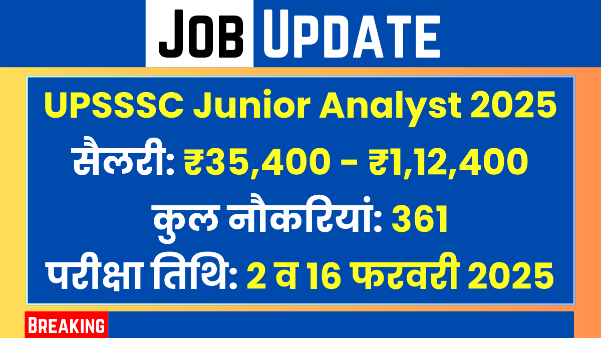 UPSSSC Junior Analyst Food Exam Date 2025